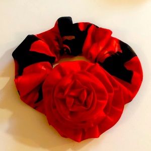Red Flower Scrunchie